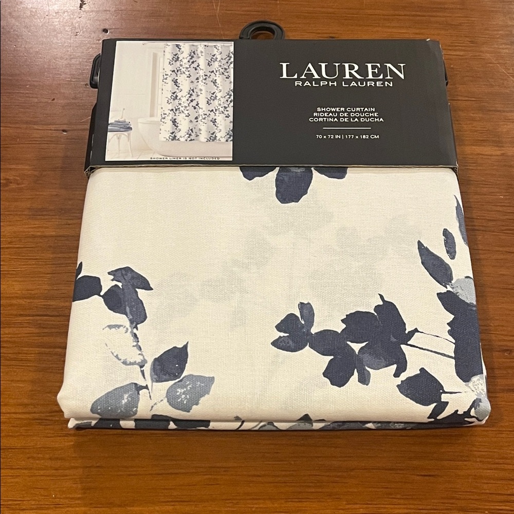 Ralph Lauren Shower Curtain Floral 70”x72” white blue new